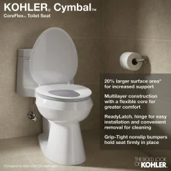 ReadyLatch® Quiet-Close™ elongated toilet seat^Kohler Hot