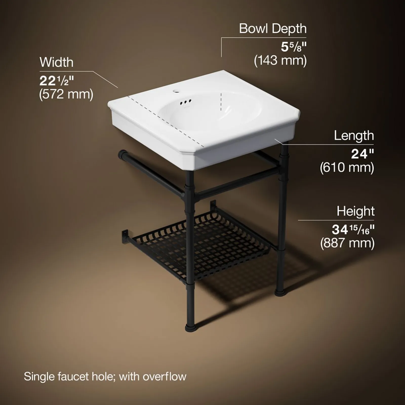 24" rectangular console table bathroom sink^Kohler Best