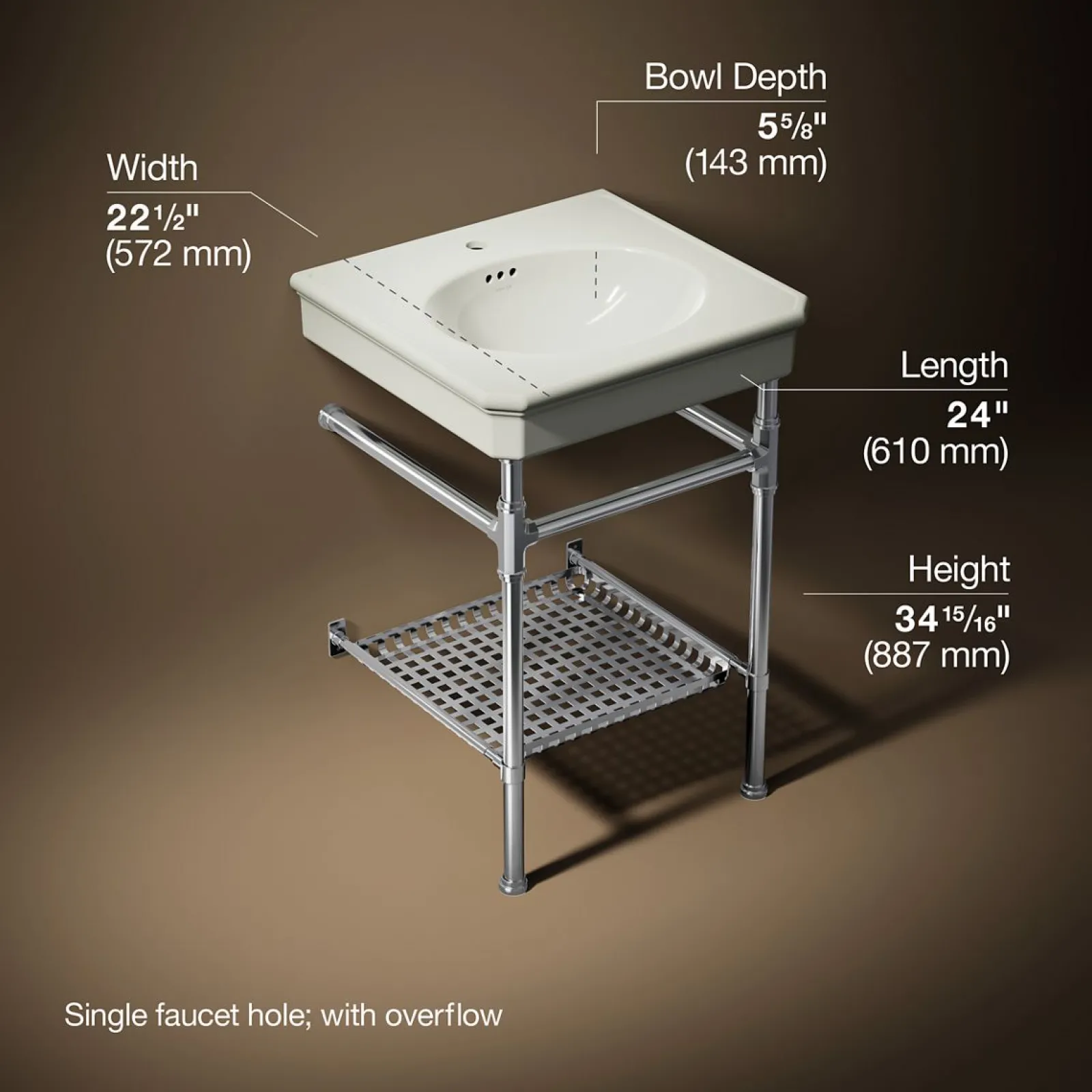 24" rectangular console table bathroom sink^Kohler Best