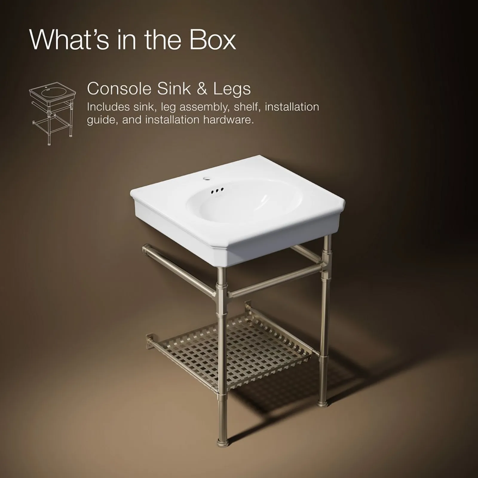 24" rectangular console table bathroom sink^Kohler Best