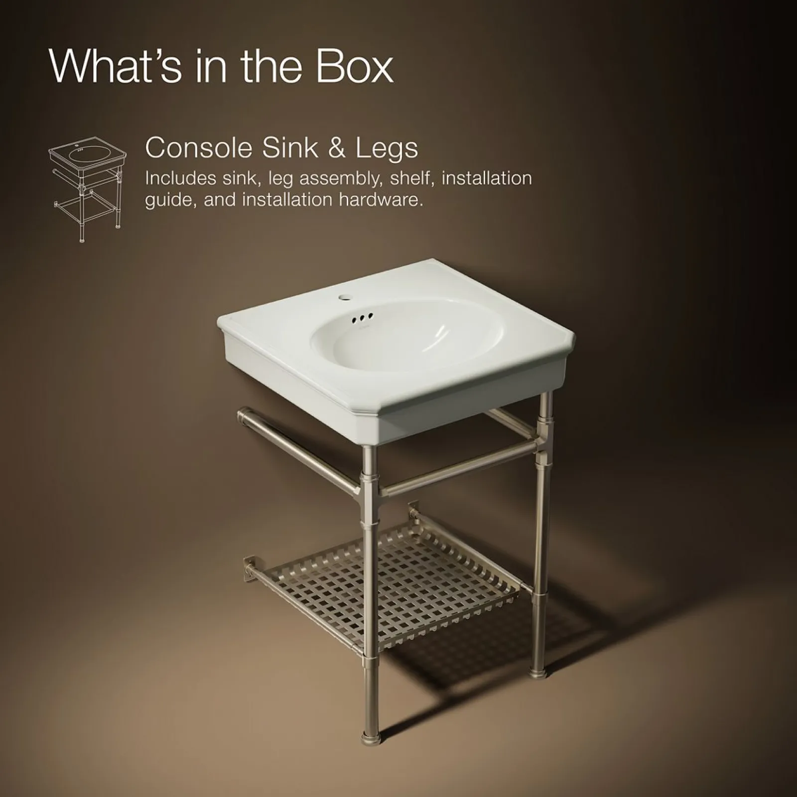 24" rectangular console table bathroom sink^Kohler Best