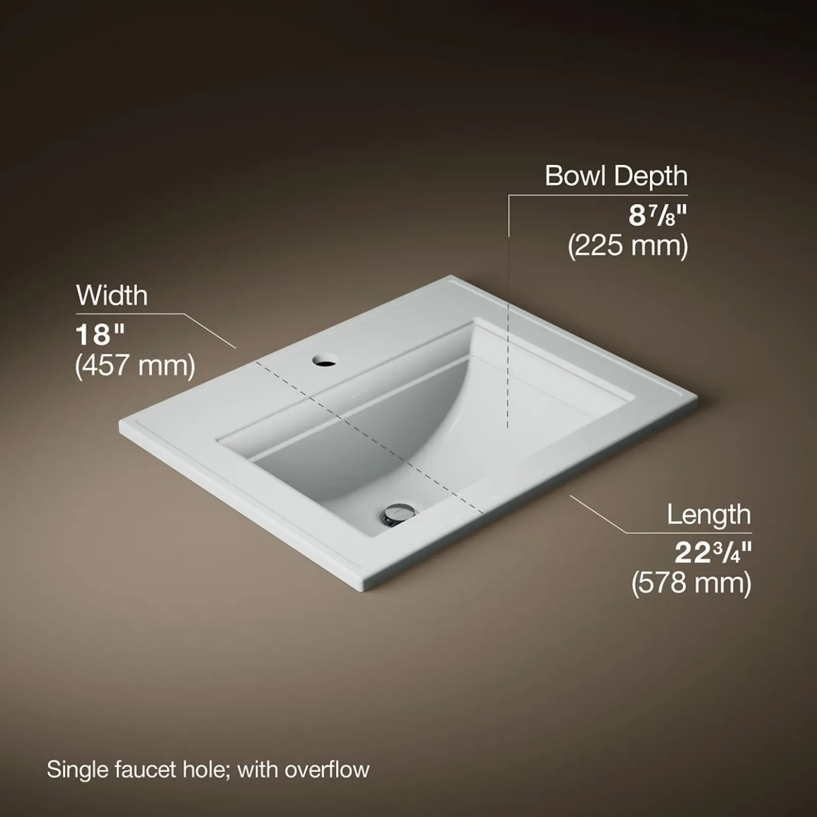 22-3/4" rectangular drop-in bathroom sink^Kohler Online