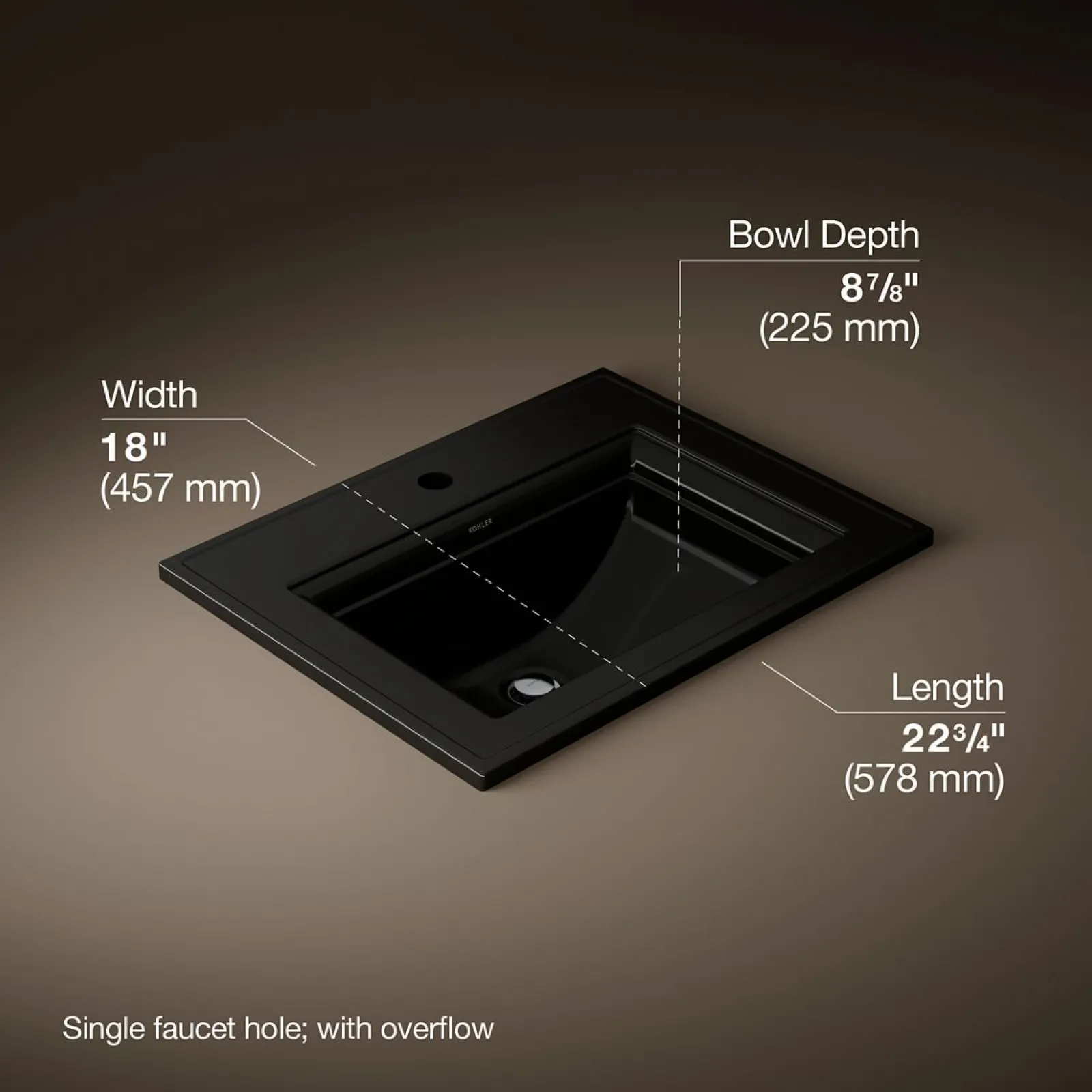 22-3/4" rectangular drop-in bathroom sink^Kohler Online