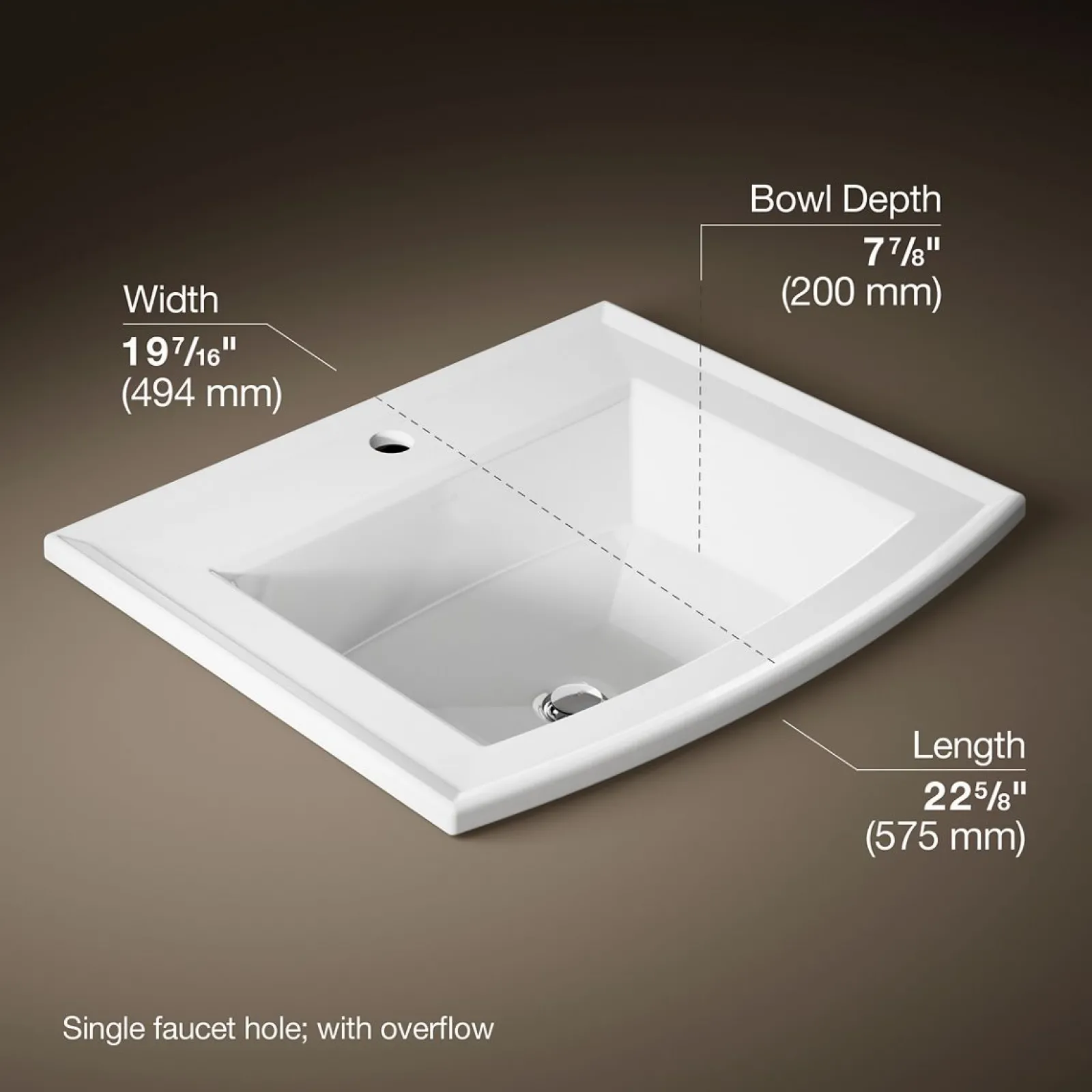 22-3/4" rectangular drop-in bathroom sink^Kohler Clearance
