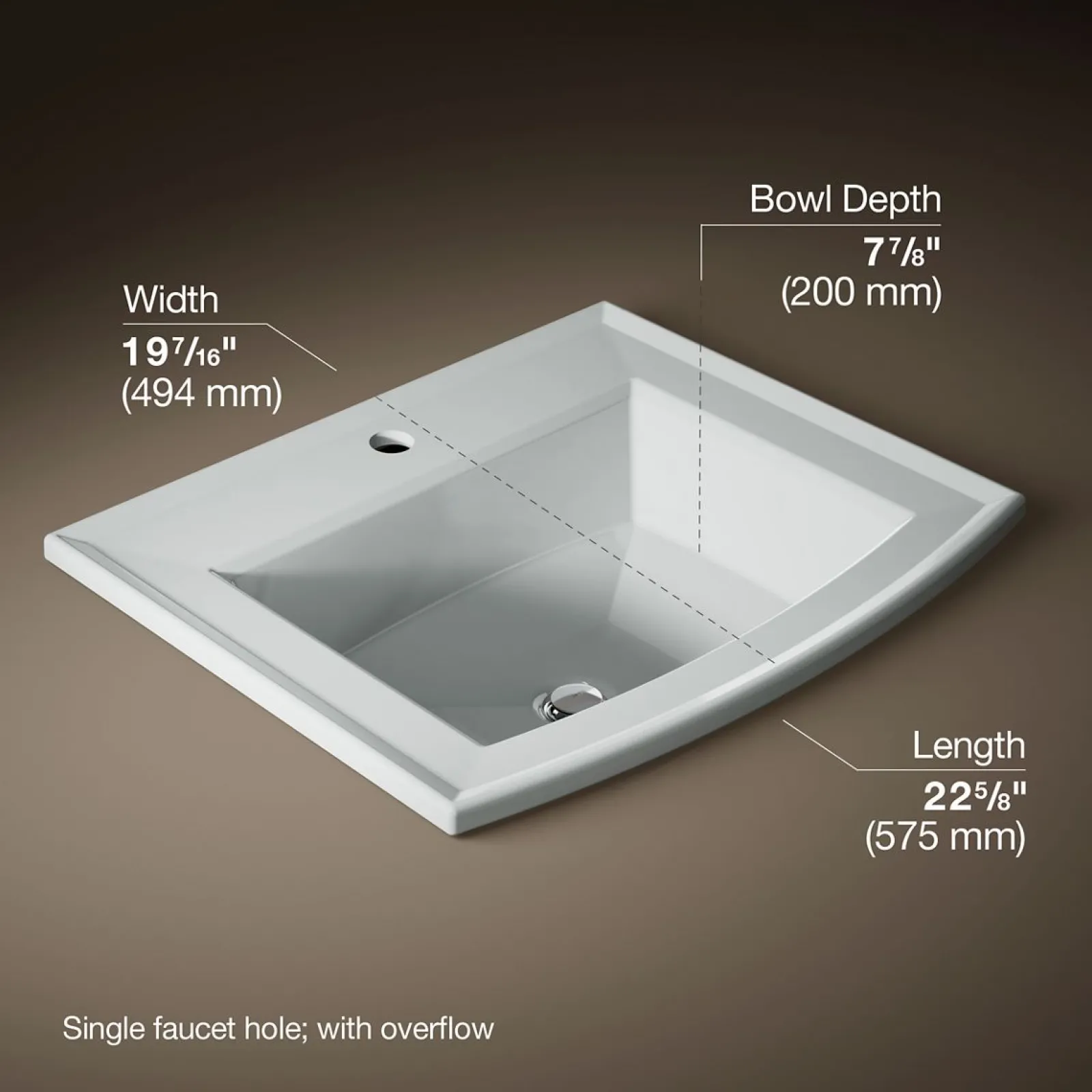 22-3/4" rectangular drop-in bathroom sink^Kohler Clearance