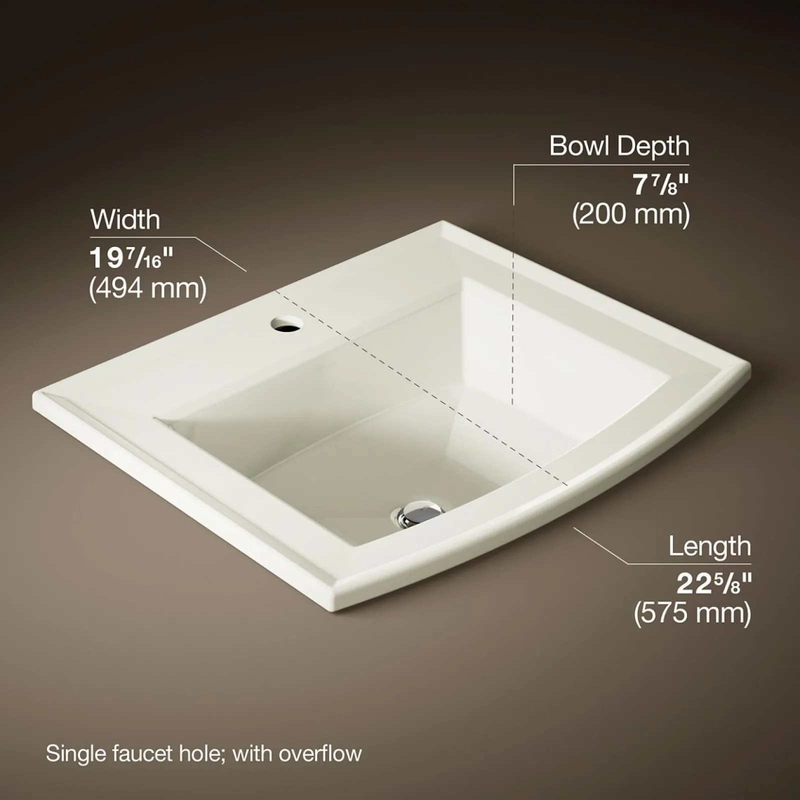 22-3/4" rectangular drop-in bathroom sink^Kohler Clearance