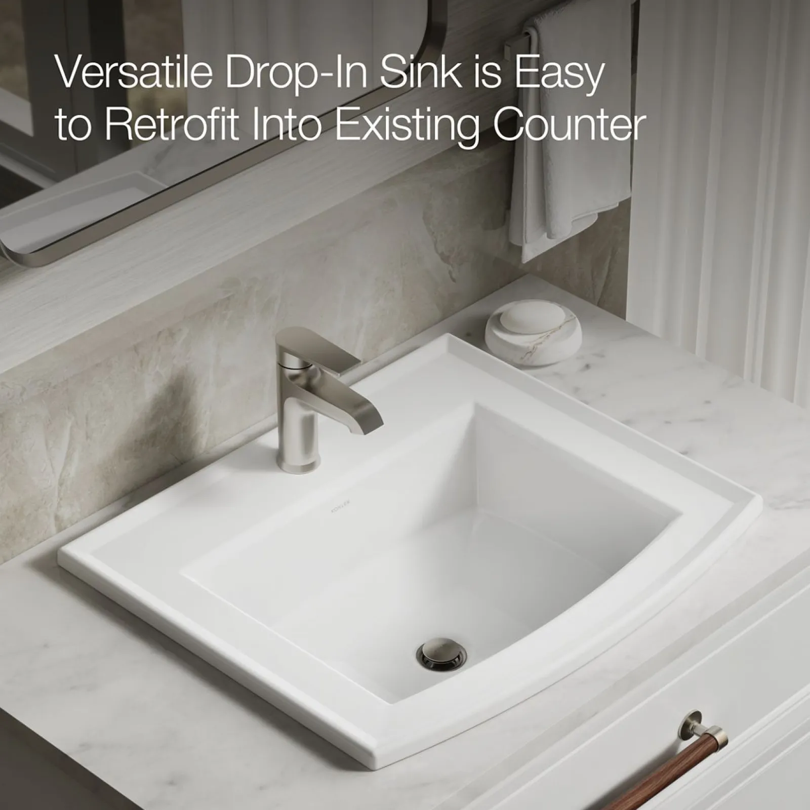 22-3/4" rectangular drop-in bathroom sink^Kohler Clearance