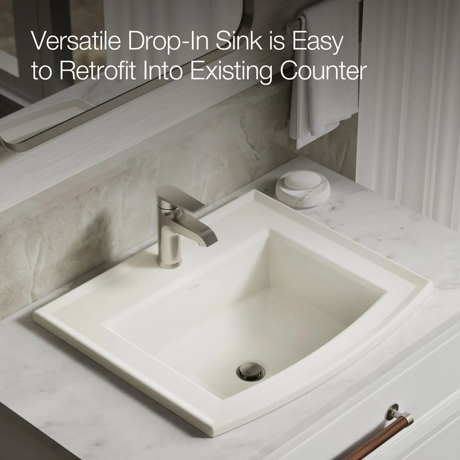 22-3/4" rectangular drop-in bathroom sink^Kohler Clearance