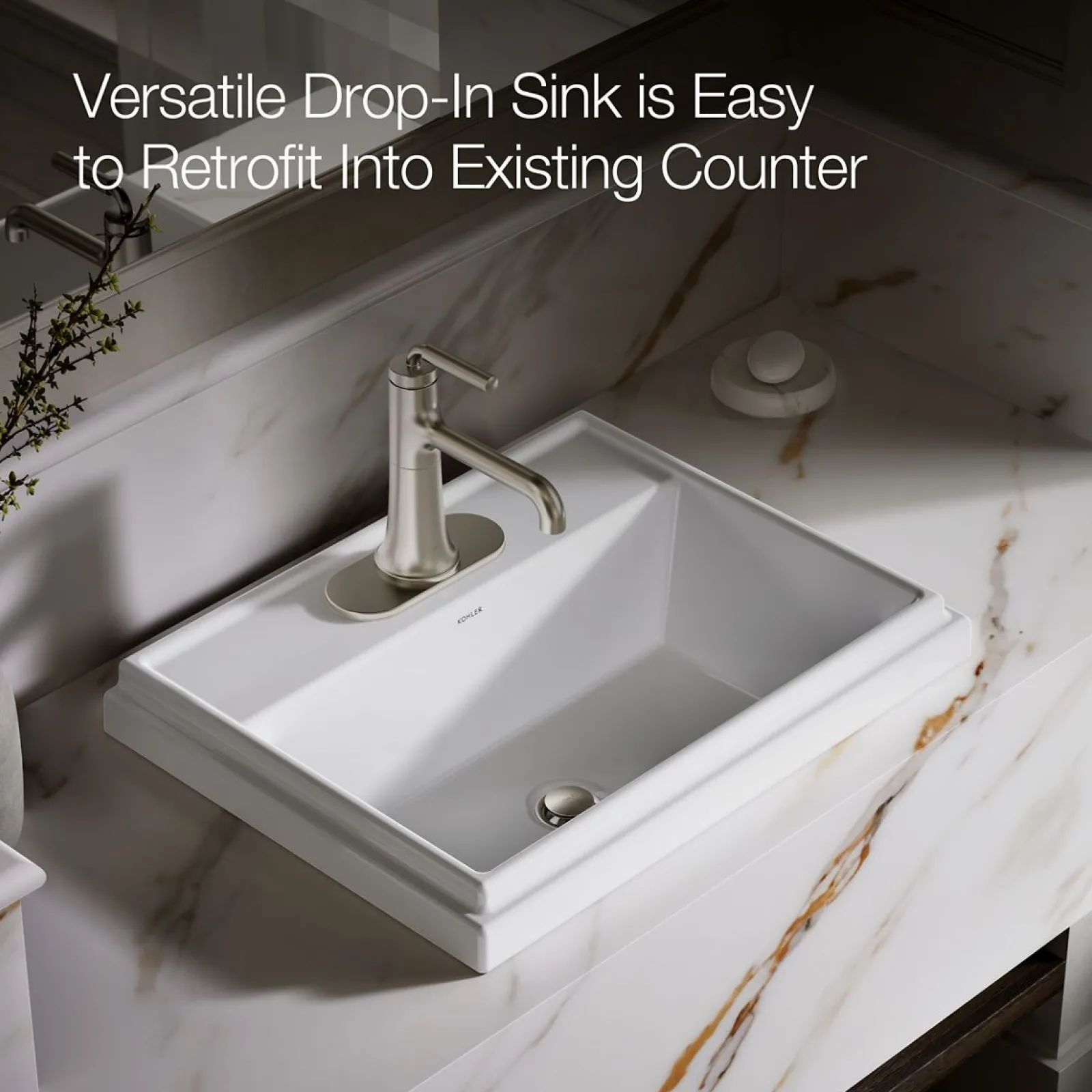 21-3/4" rectangular drop-in bathroom sink^Kohler Best