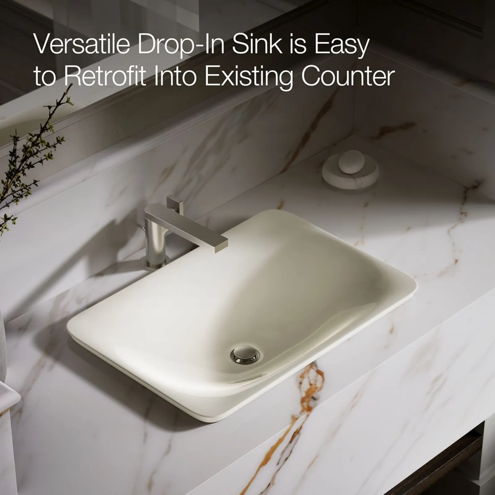 21-1/4" rectangular drop-in bathroom sink, no overflow^Kohler