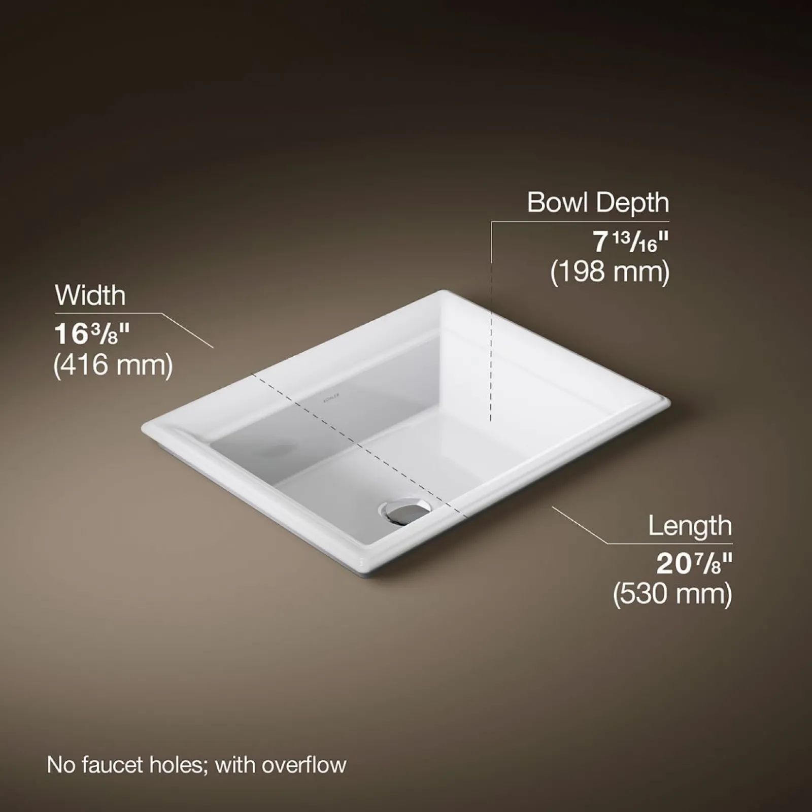 21" rectangular drop-in bathroom sink^Kohler
