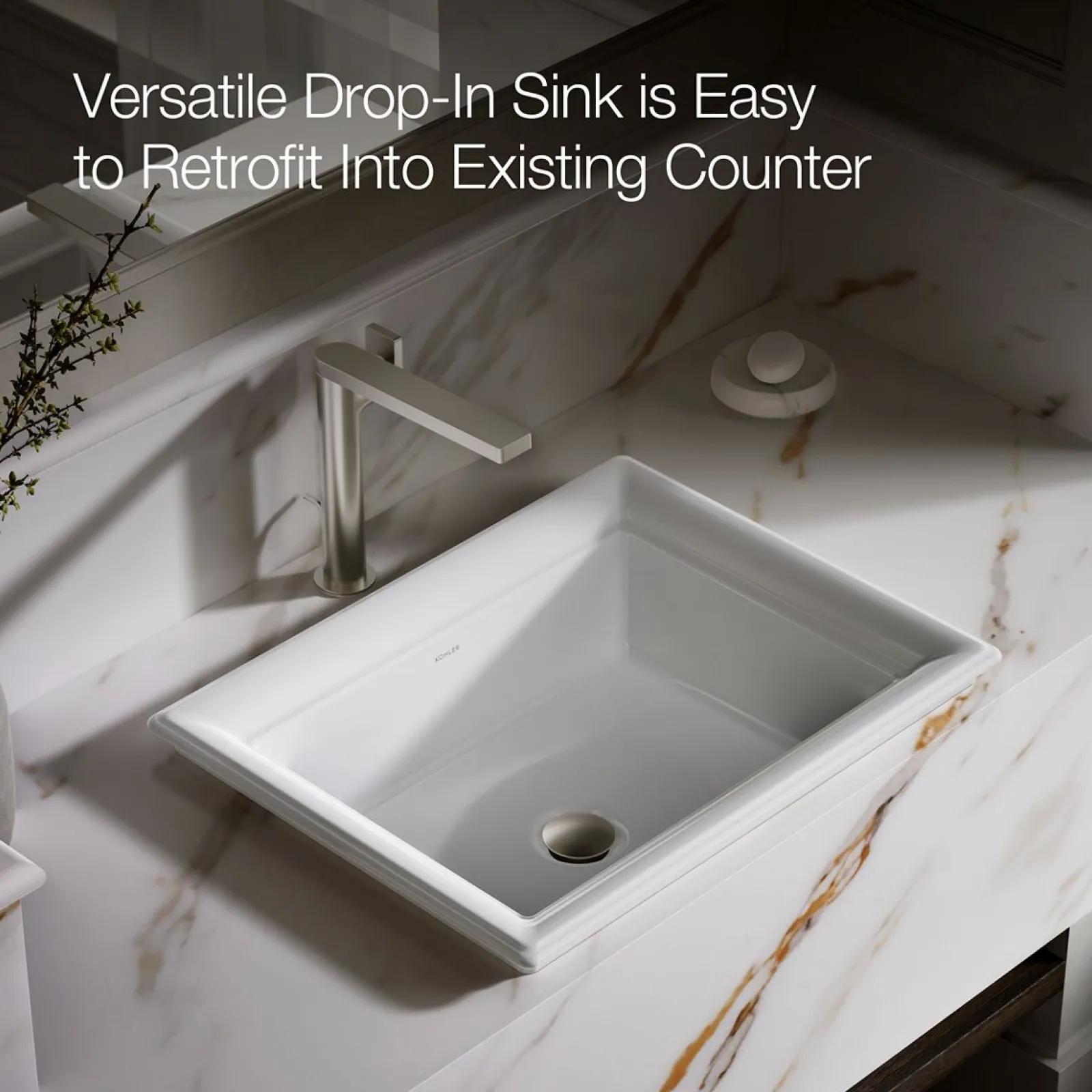 21" rectangular drop-in bathroom sink^Kohler