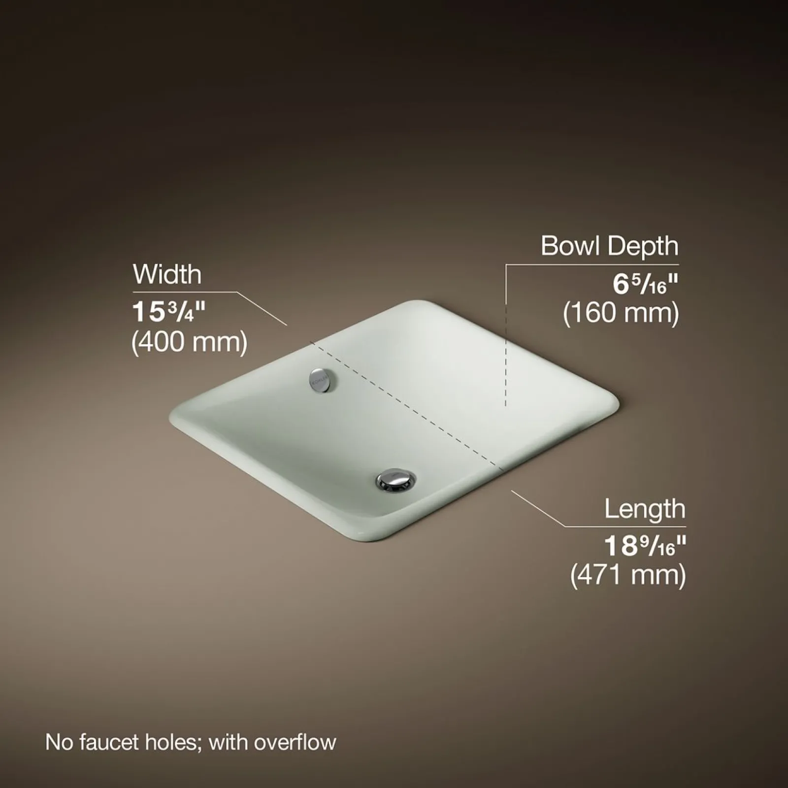 18-1/2" rectangular drop-in/undermount bathroom sink^Kohler Discount