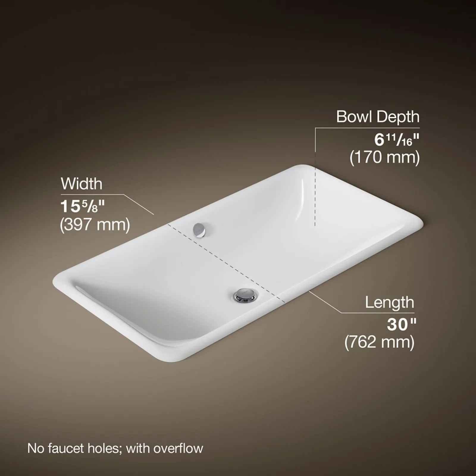 30" rectangular drop-in/undermount bathroom sink^Kohler
