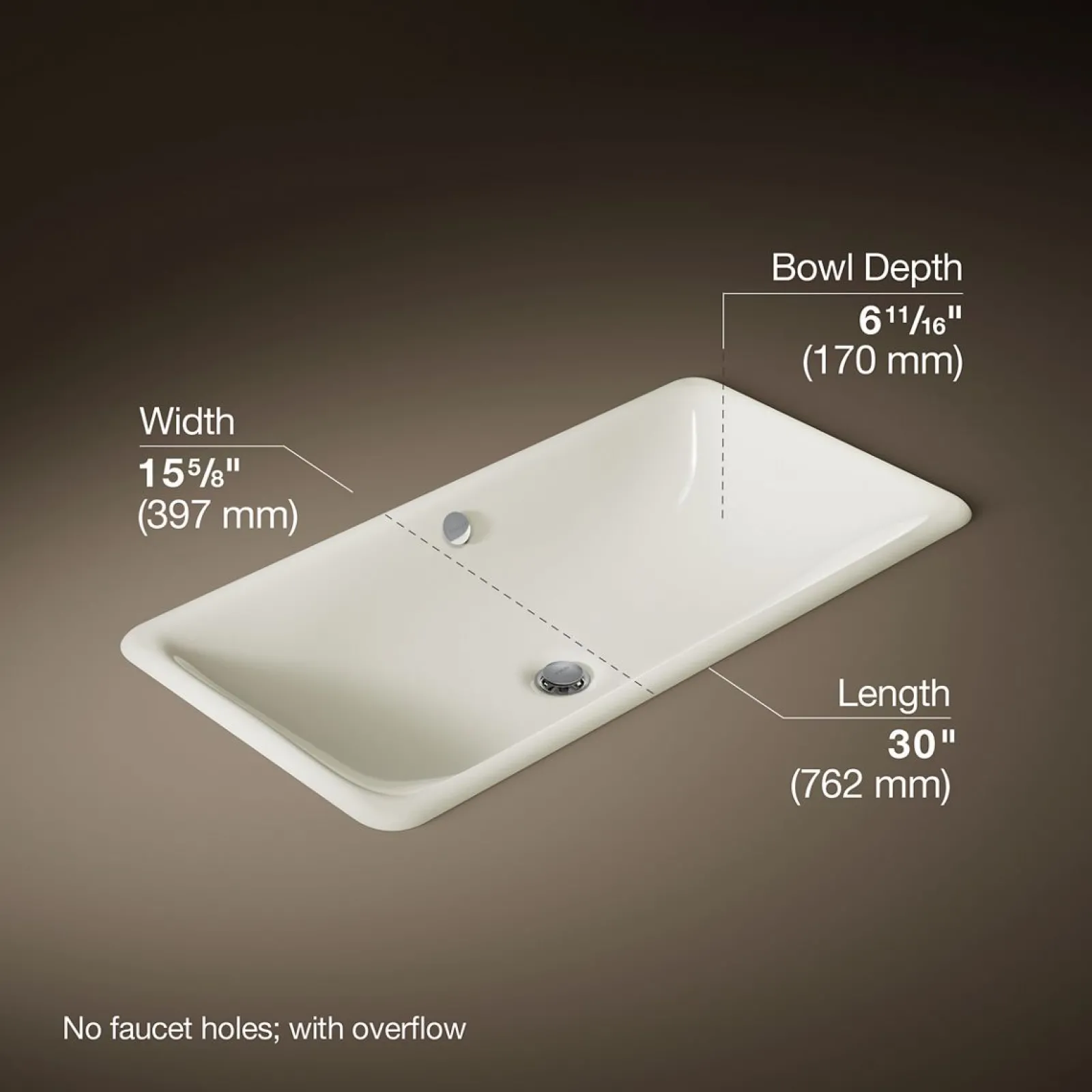30" rectangular drop-in/undermount bathroom sink^Kohler