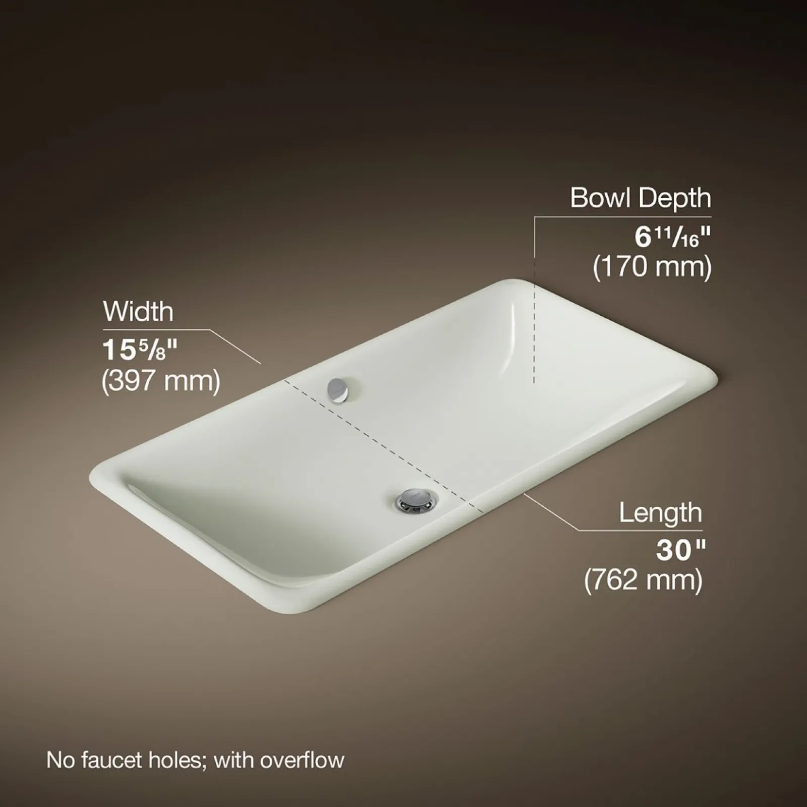 30" rectangular drop-in/undermount bathroom sink^Kohler