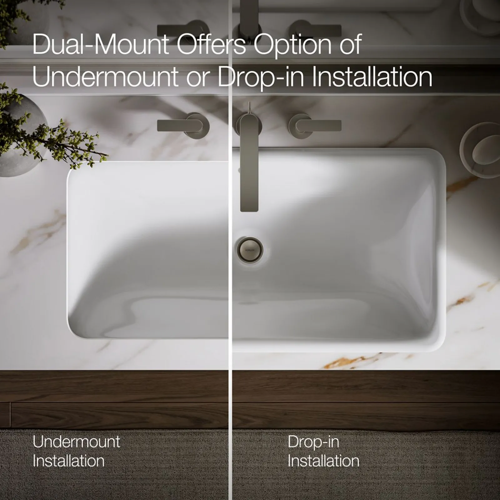 30" rectangular drop-in/undermount bathroom sink^Kohler