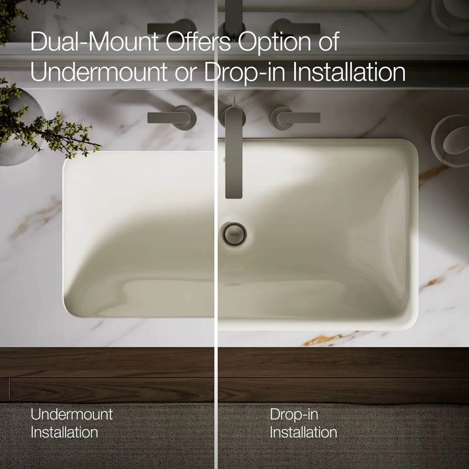 30" rectangular drop-in/undermount bathroom sink^Kohler