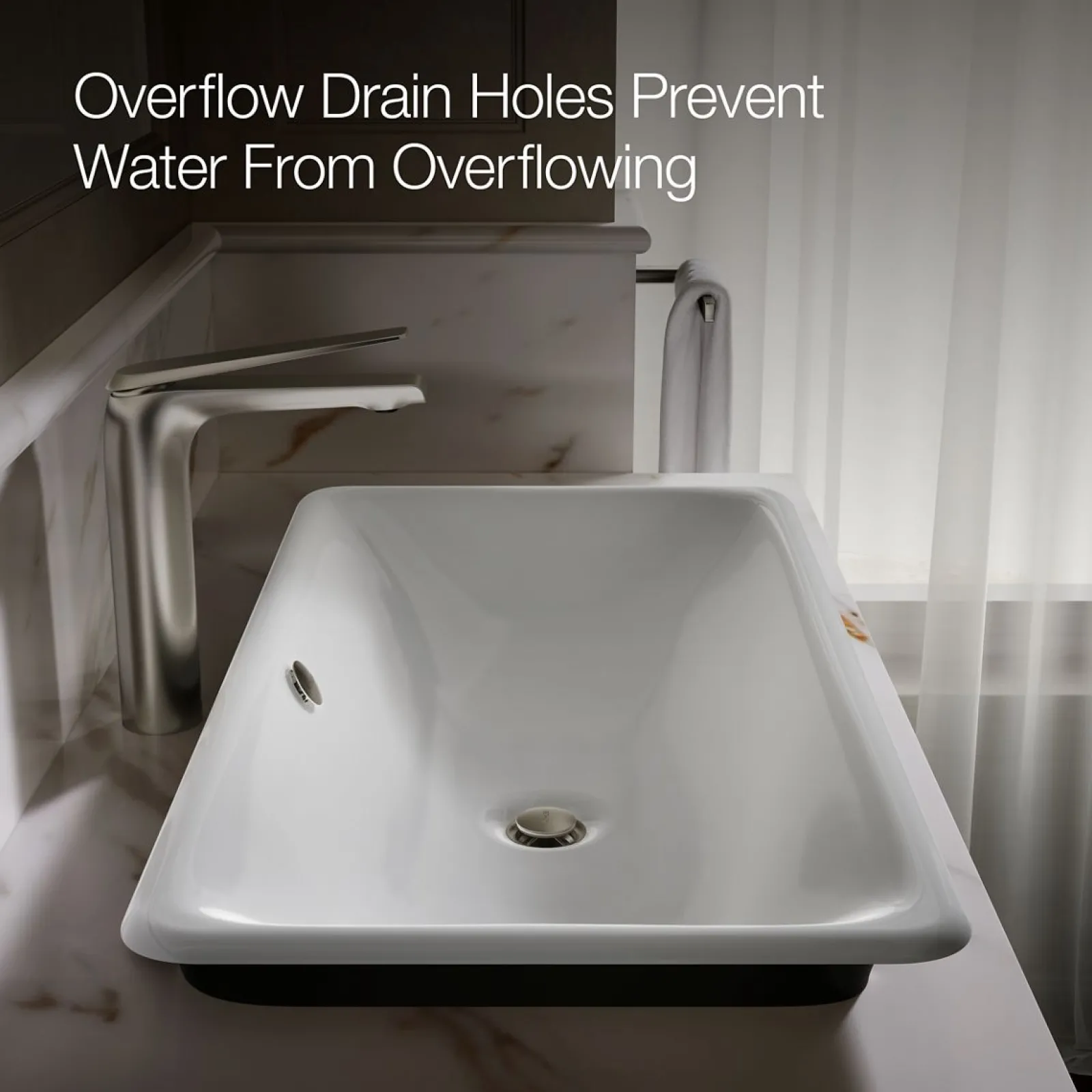 30" rectangular drop-in/undermount/vessel bathroom sink with Iron Black painted underside^Kohler Online