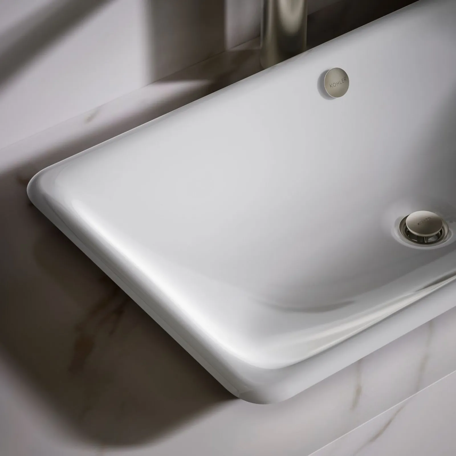 30" rectangular drop-in/undermount/vessel bathroom sink with Iron Black painted underside^Kohler Online