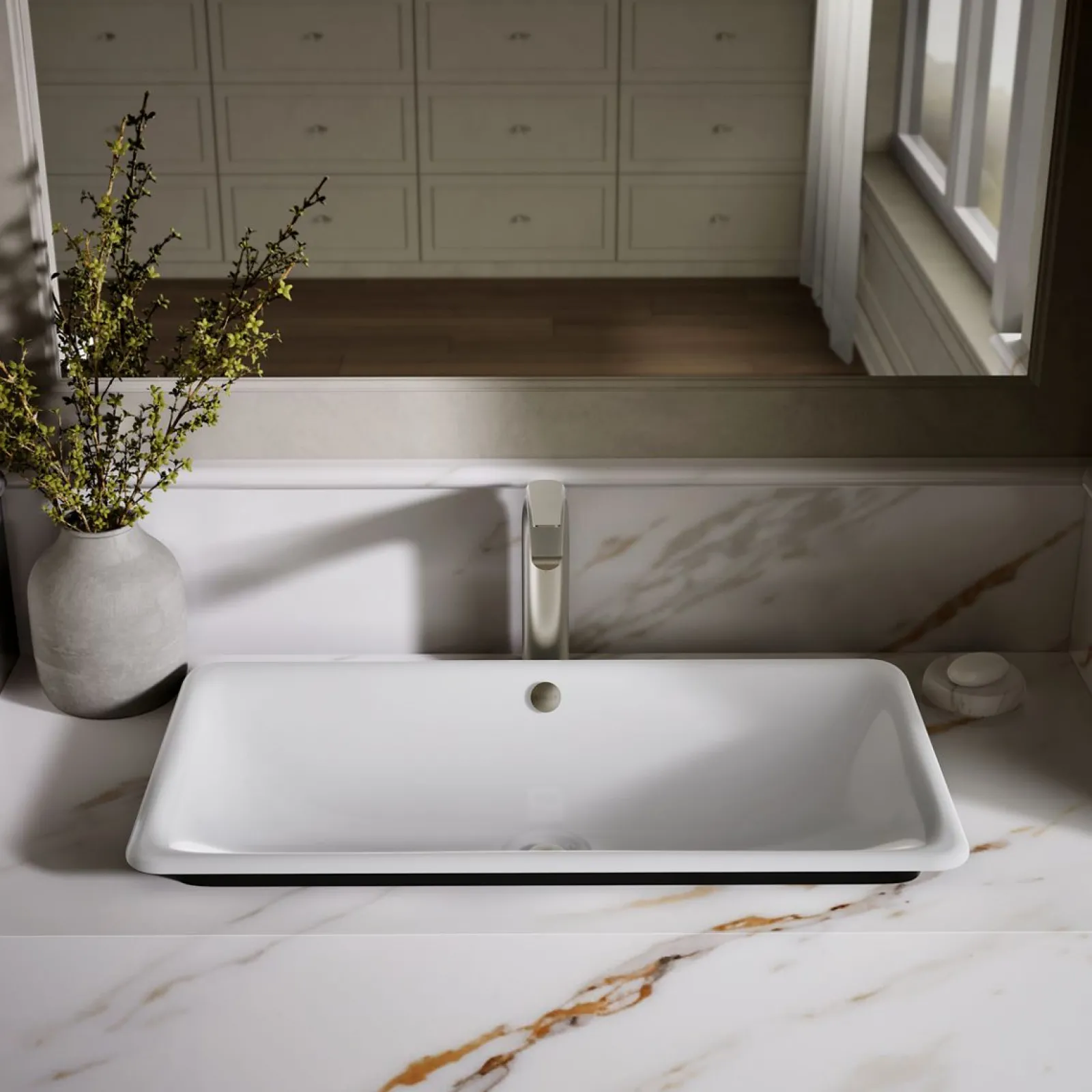 30" rectangular drop-in/undermount/vessel bathroom sink with Iron Black painted underside^Kohler Online