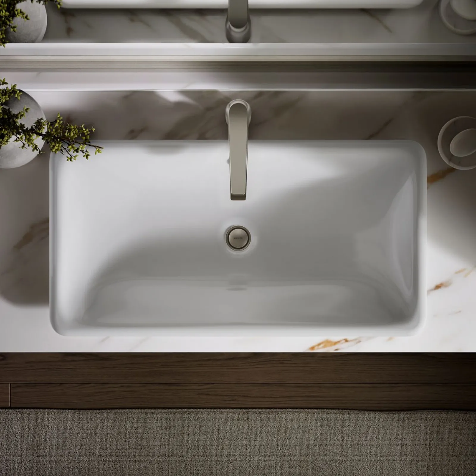 30" rectangular drop-in/undermount/vessel bathroom sink with Iron Black painted underside^Kohler Online