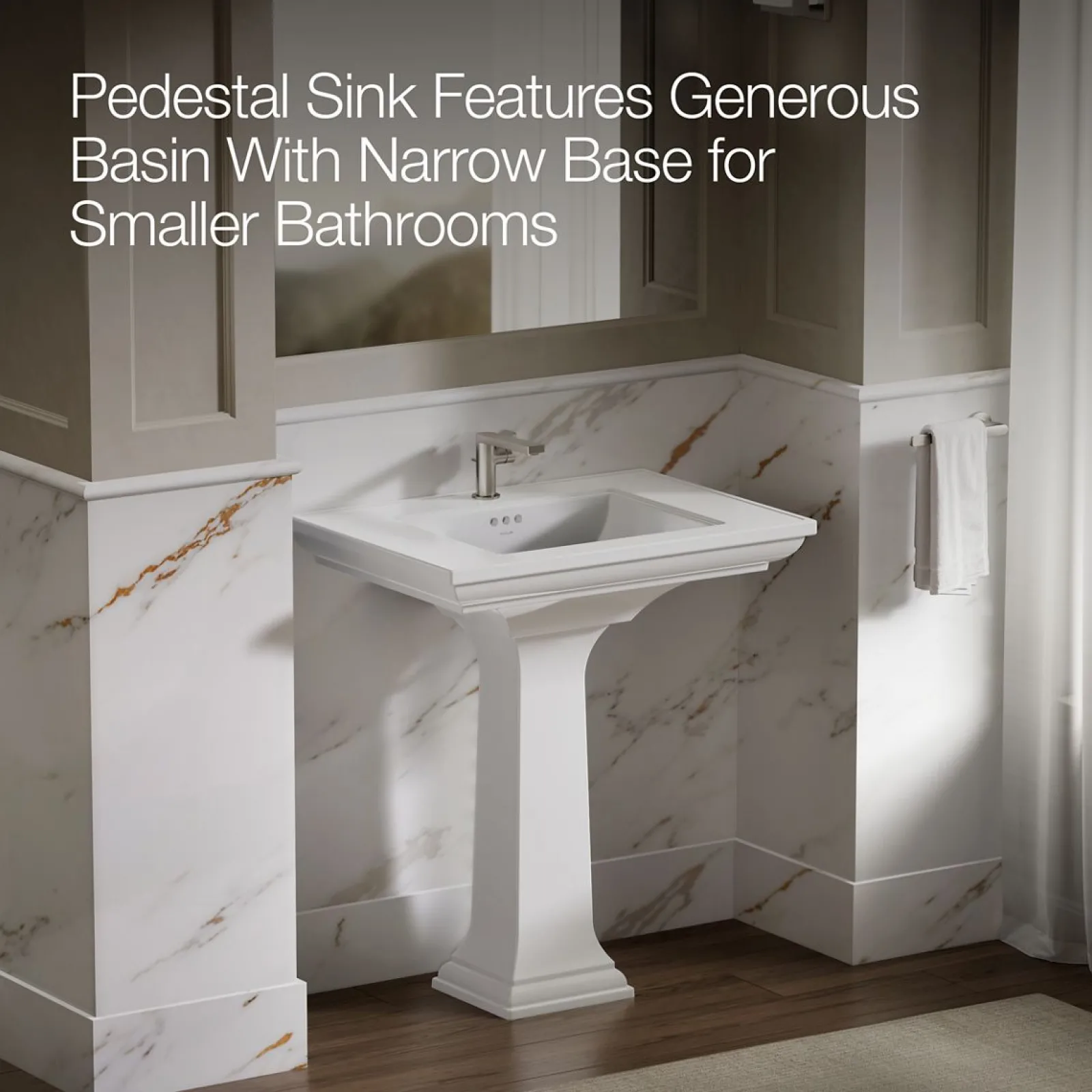 30-3/4" rectangular pedestal bathroom sink^Kohler Hot