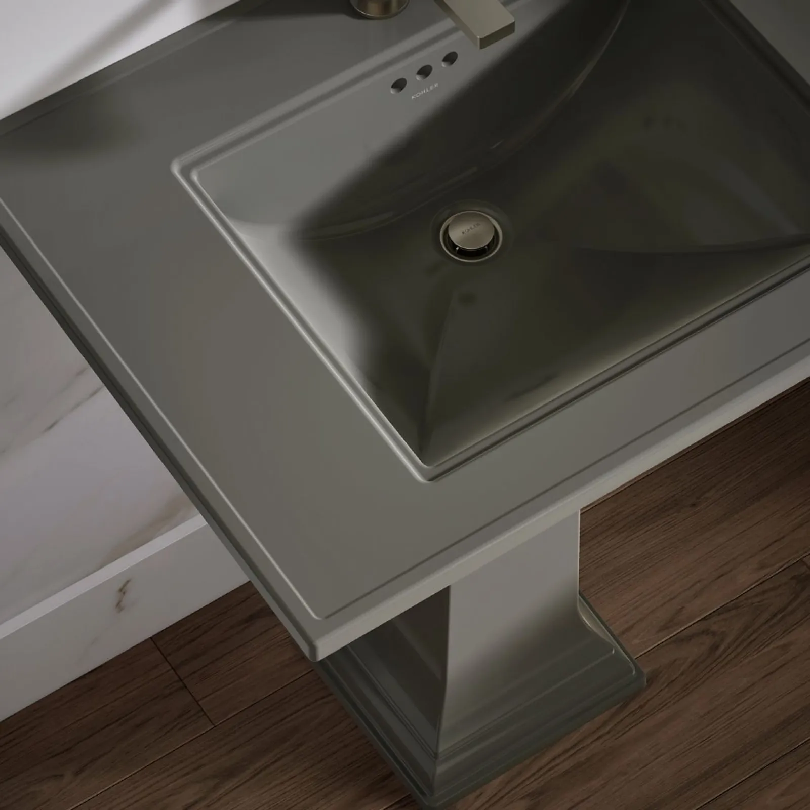 30-3/4" rectangular pedestal bathroom sink^Kohler Hot