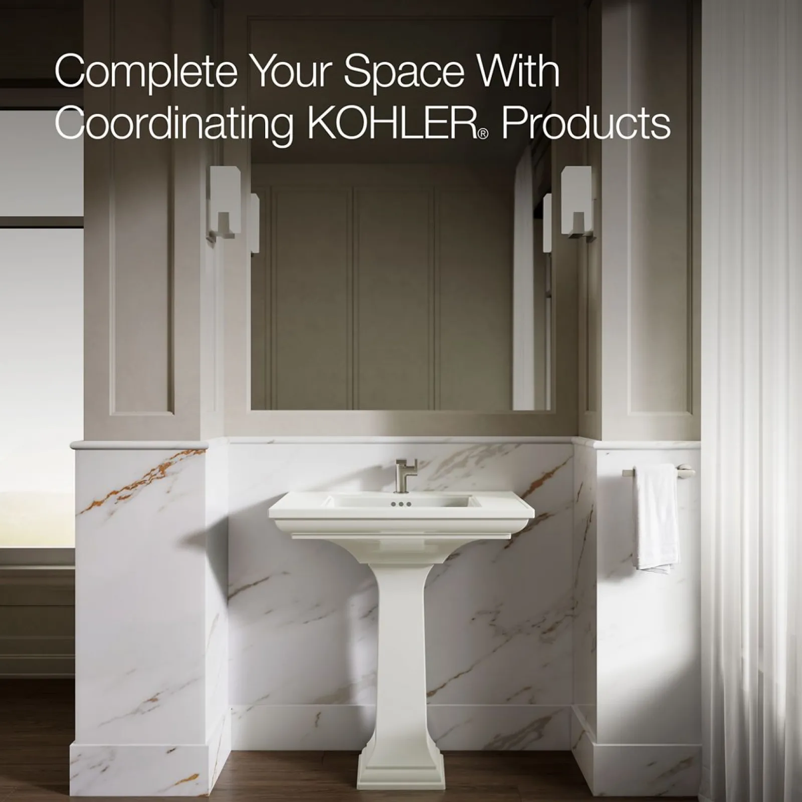 30-3/4" rectangular pedestal bathroom sink^Kohler Hot