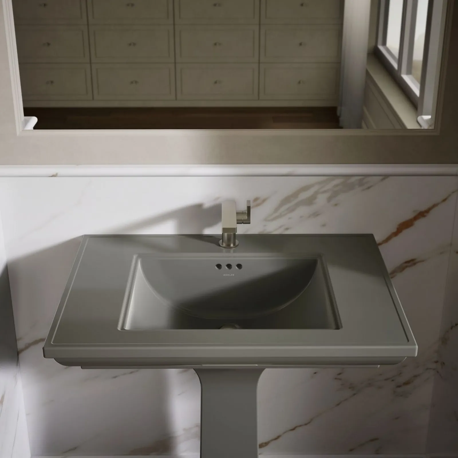 30-3/4" rectangular pedestal bathroom sink^Kohler Hot