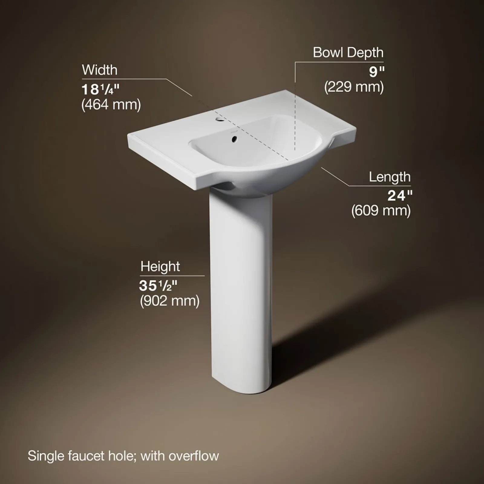 24" rectangular pedestal bathroom sink^Kohler Outlet