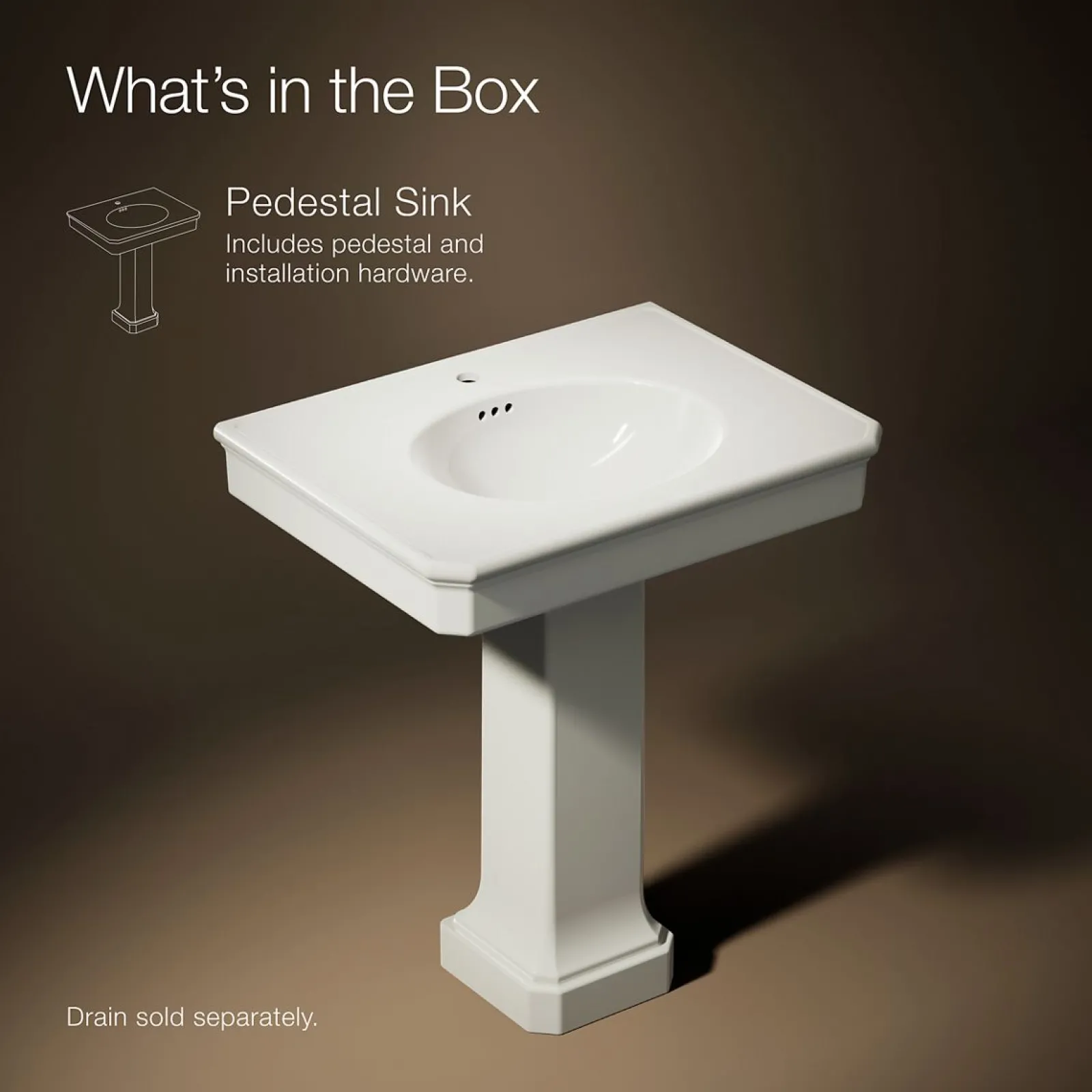 30" rectangular pedestal bathroom sink^Kohler Best