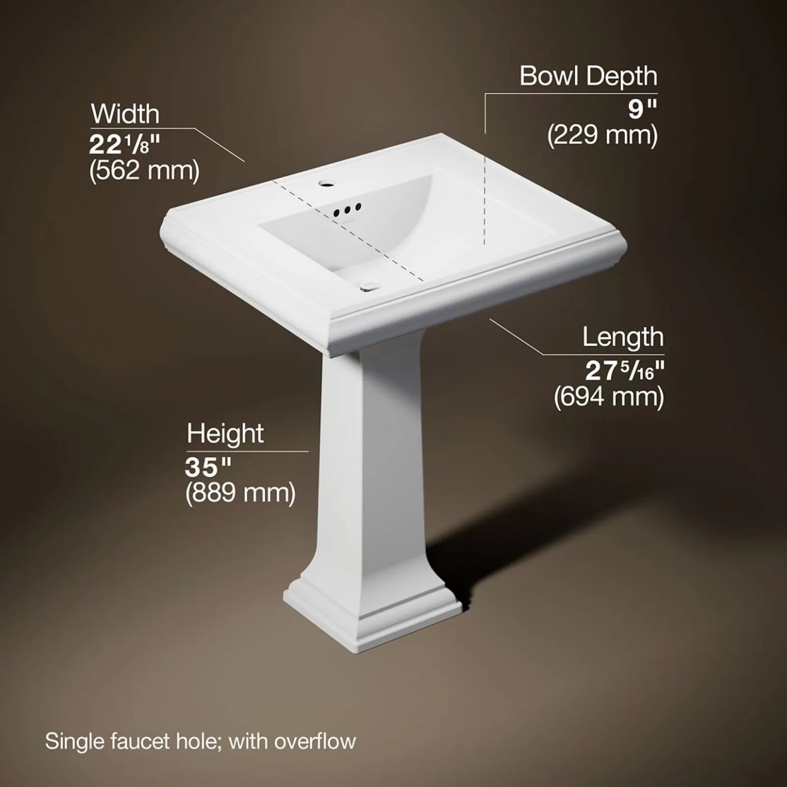 27-1/4" rectangular pedestal bathroom sink^Kohler Online