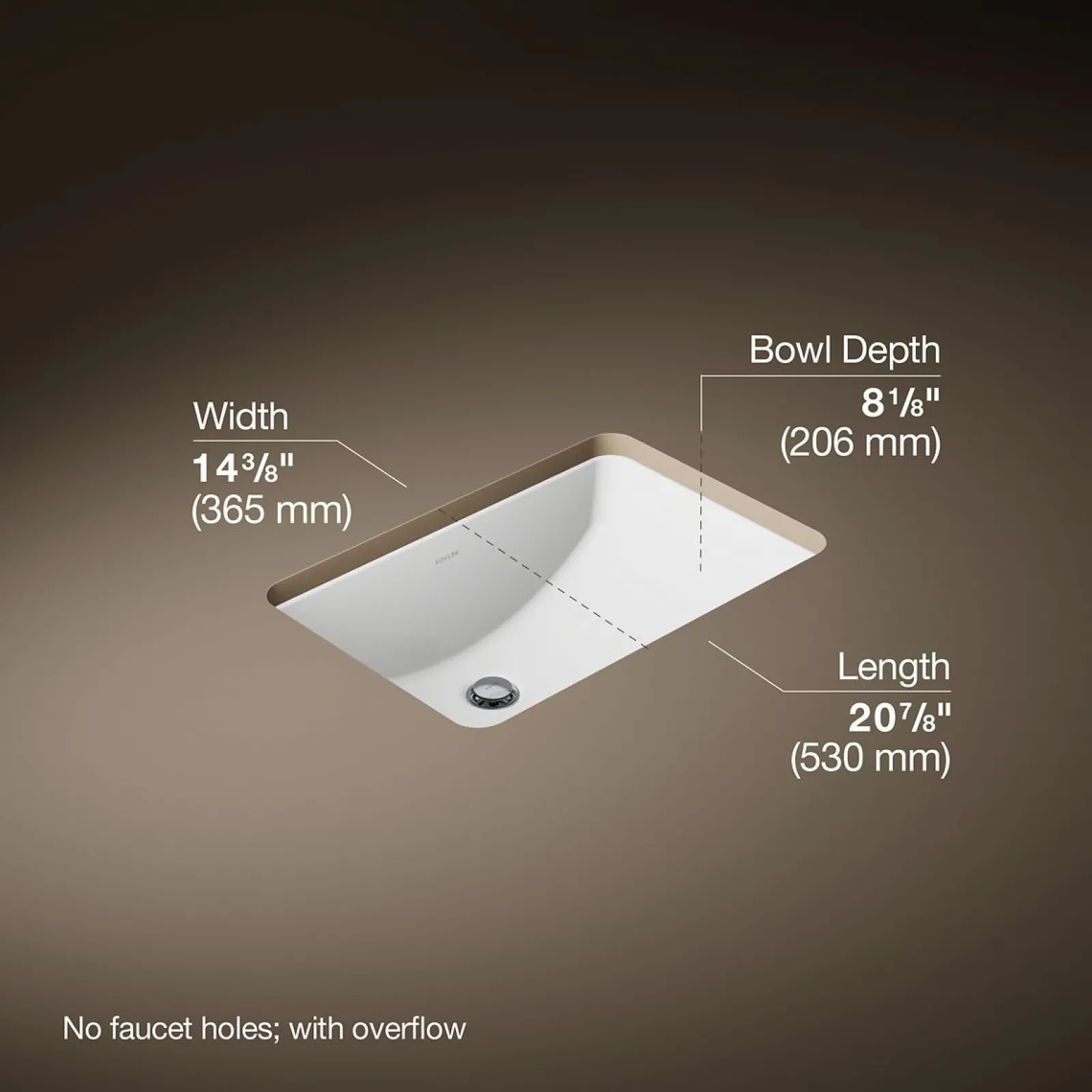 21" rectangular undermount bathroom sink^Kohler