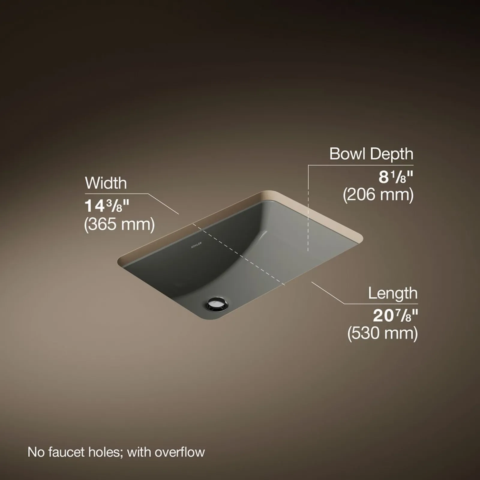 21" rectangular undermount bathroom sink^Kohler