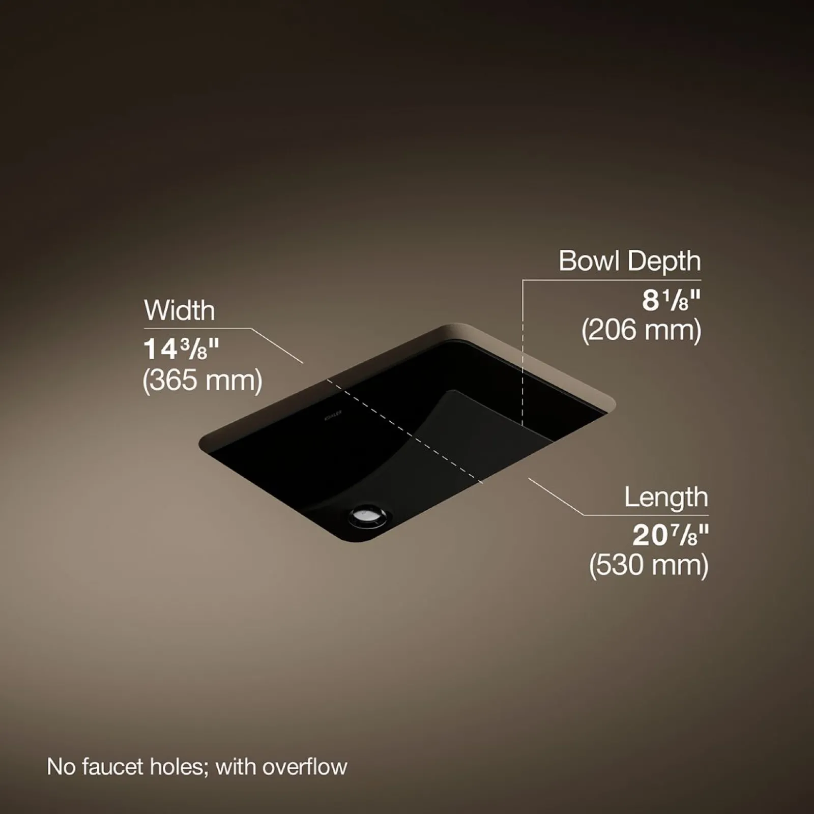 21" rectangular undermount bathroom sink^Kohler