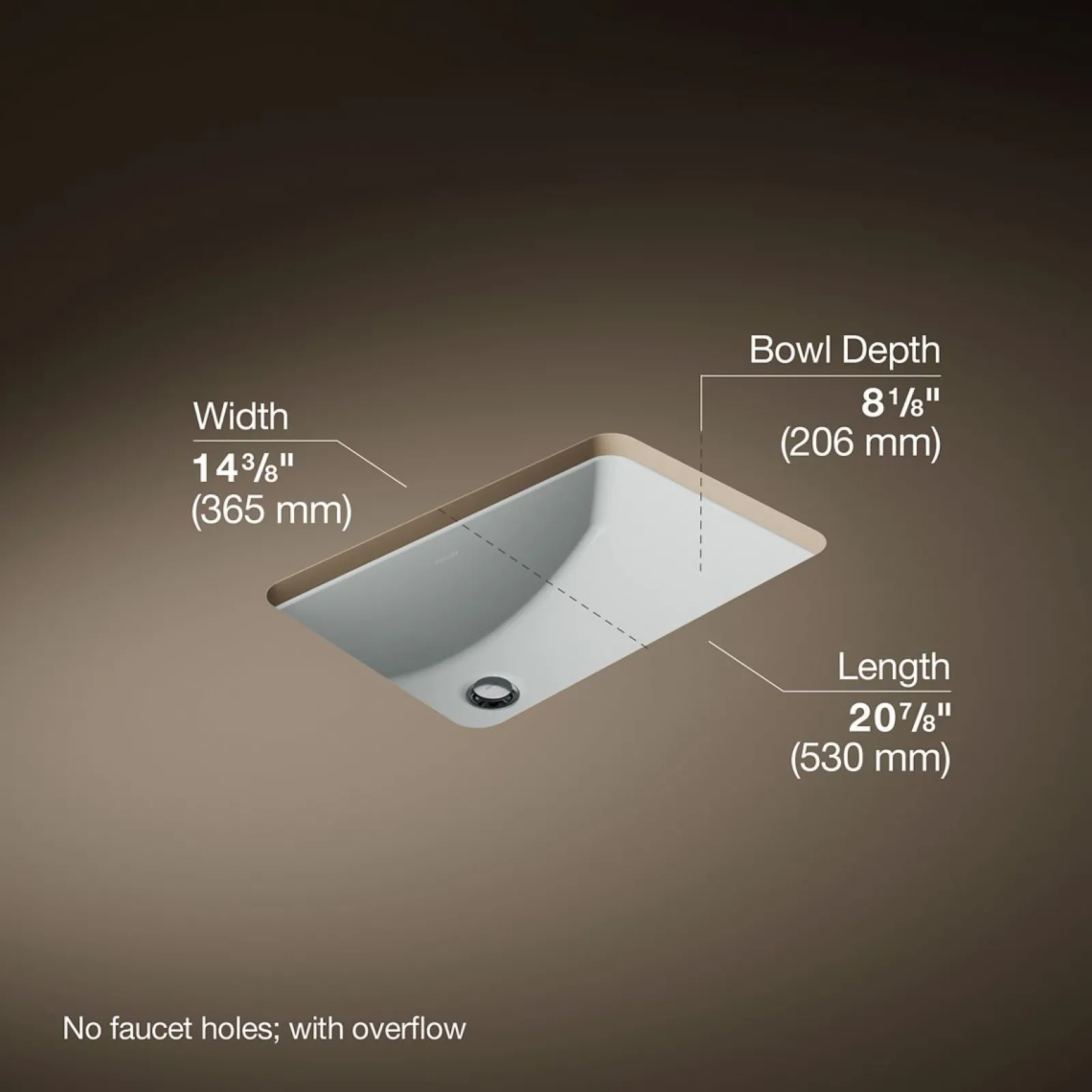 21" rectangular undermount bathroom sink^Kohler