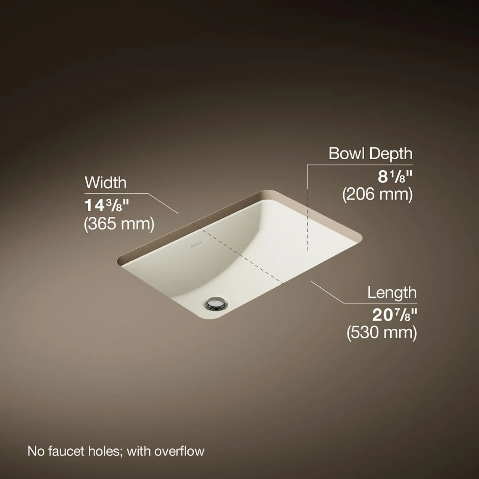 21" rectangular undermount bathroom sink^Kohler