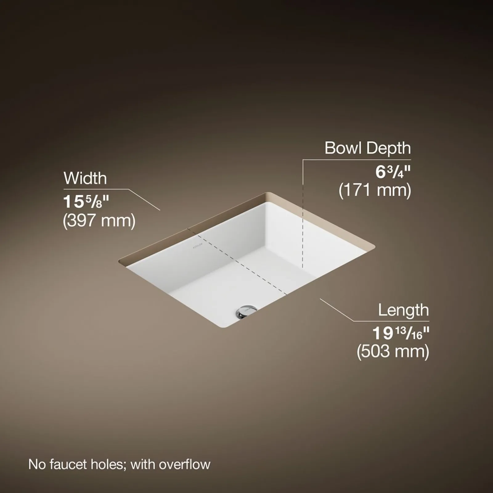 19-3/4" rectangular undermount bathroom sink^Kohler Online