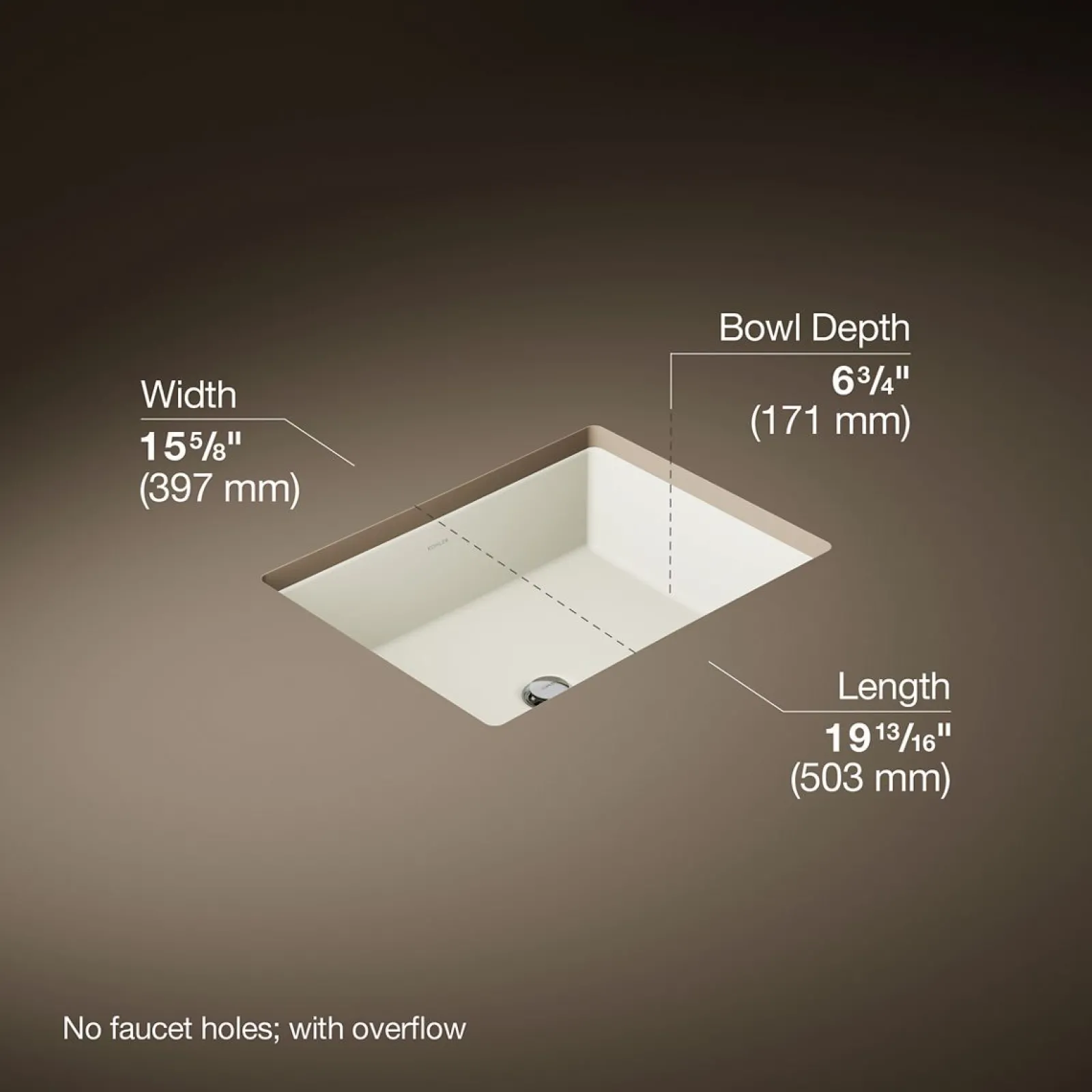 19-3/4" rectangular undermount bathroom sink^Kohler Online