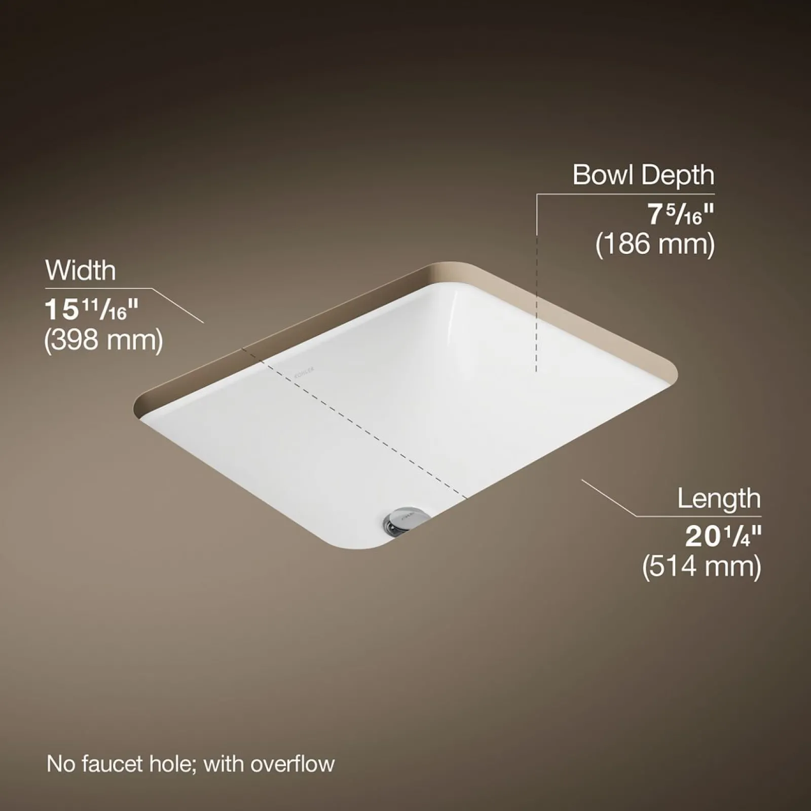 20-1/2" rectangular undermount bathroom sink^Kohler Sale