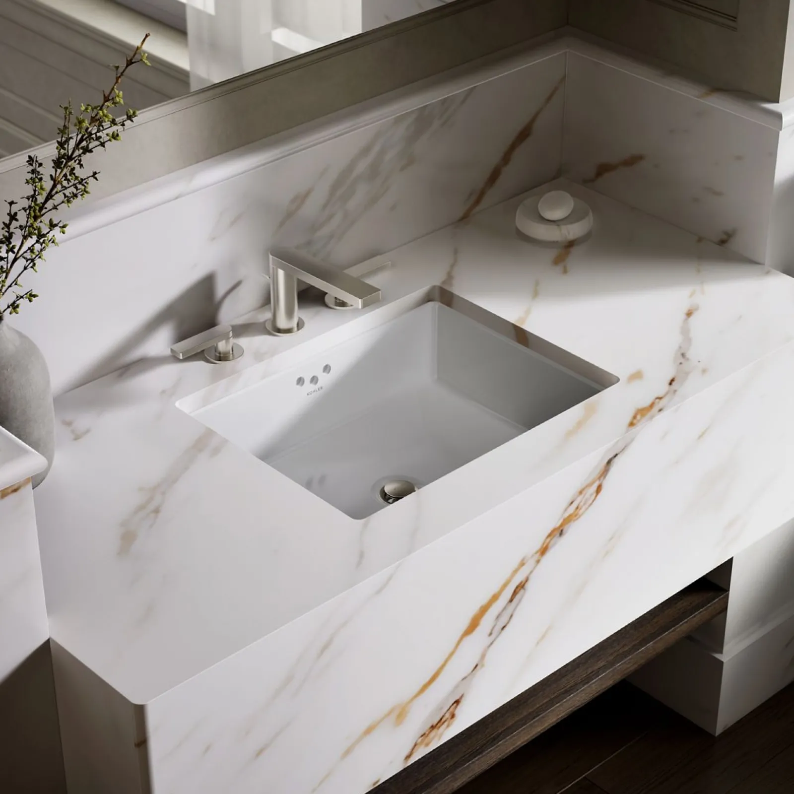 19-3/4" rectangular undermount bathroom sink with glazed underside^Kohler