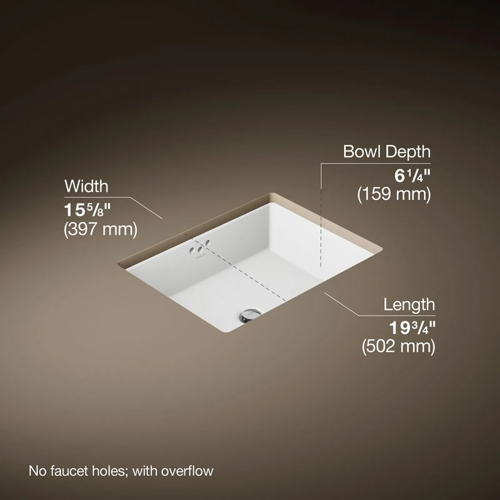 19-3/4" rectangular undermount bathroom sink^Kohler Clearance