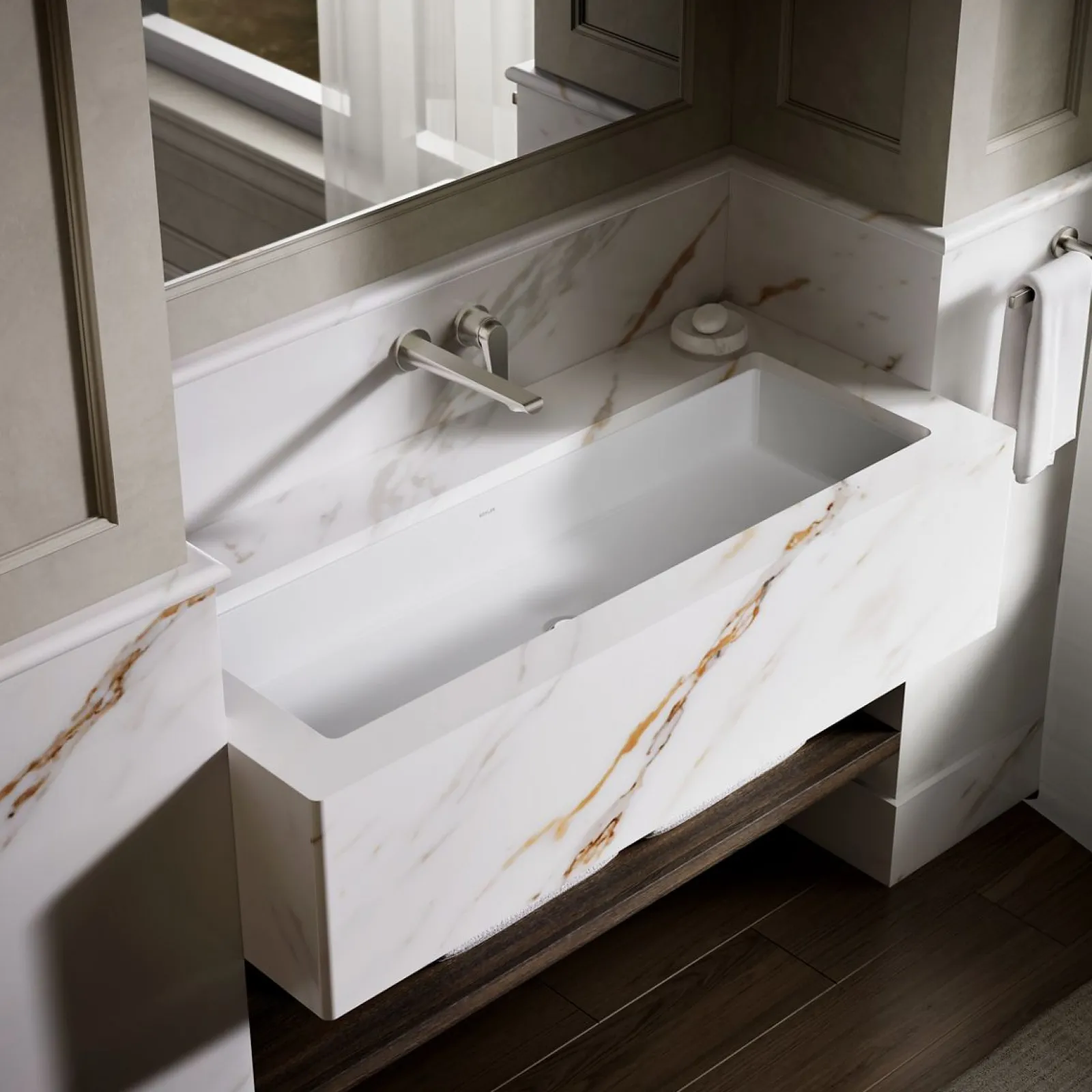 42-1/2" rectangular undermount bathroom sink^Kohler Hot