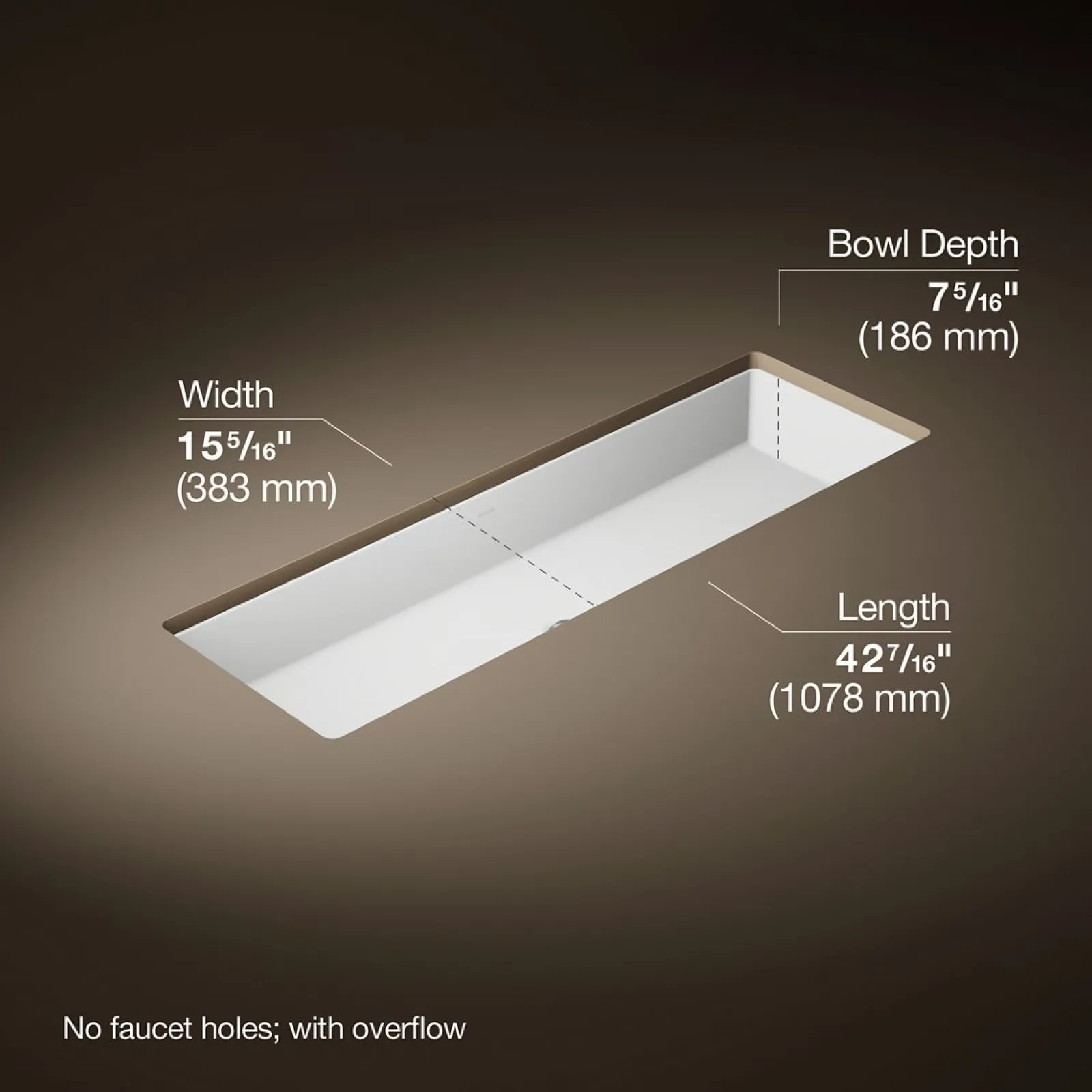 42-1/2" rectangular undermount bathroom sink^Kohler Hot