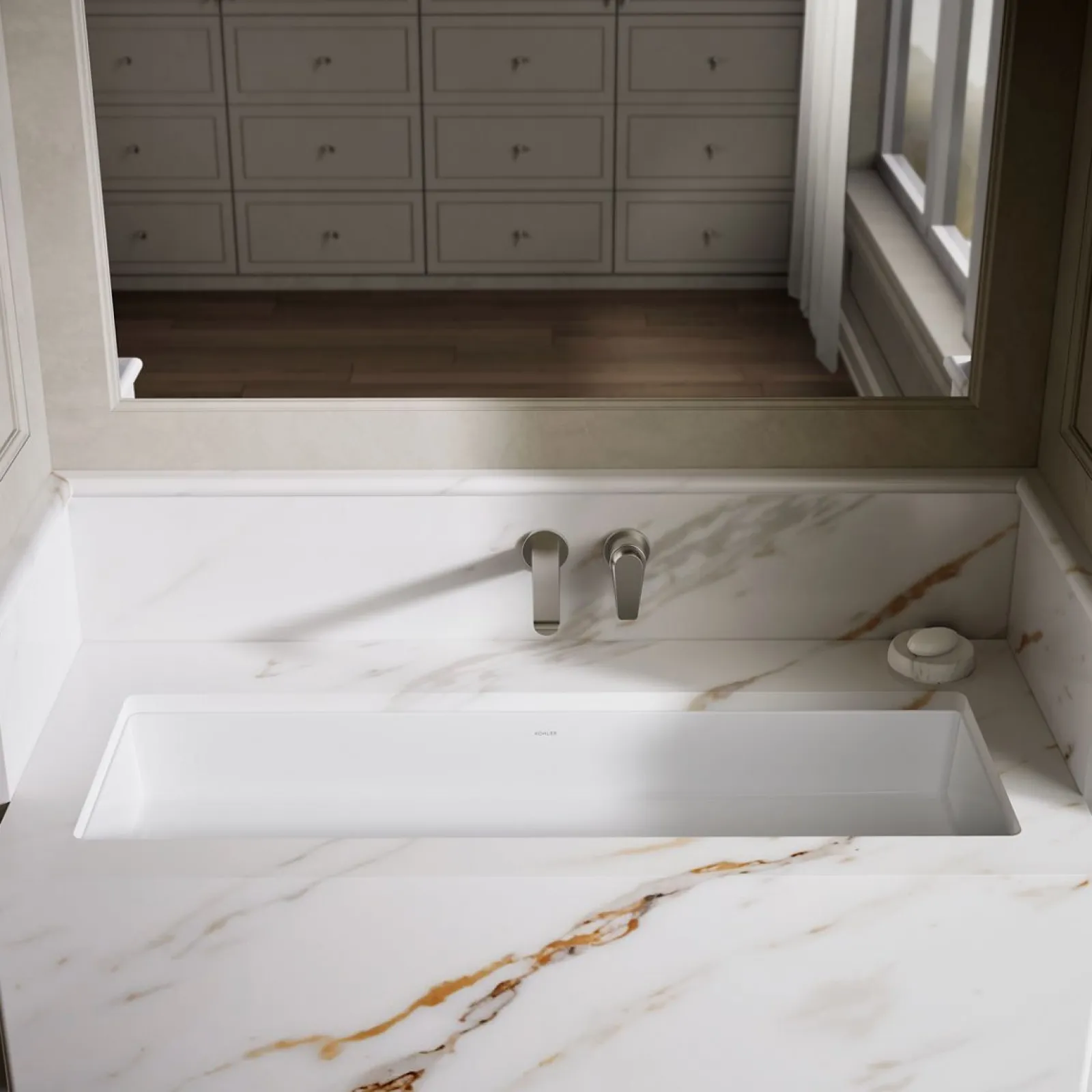 42-1/2" rectangular undermount bathroom sink^Kohler Hot