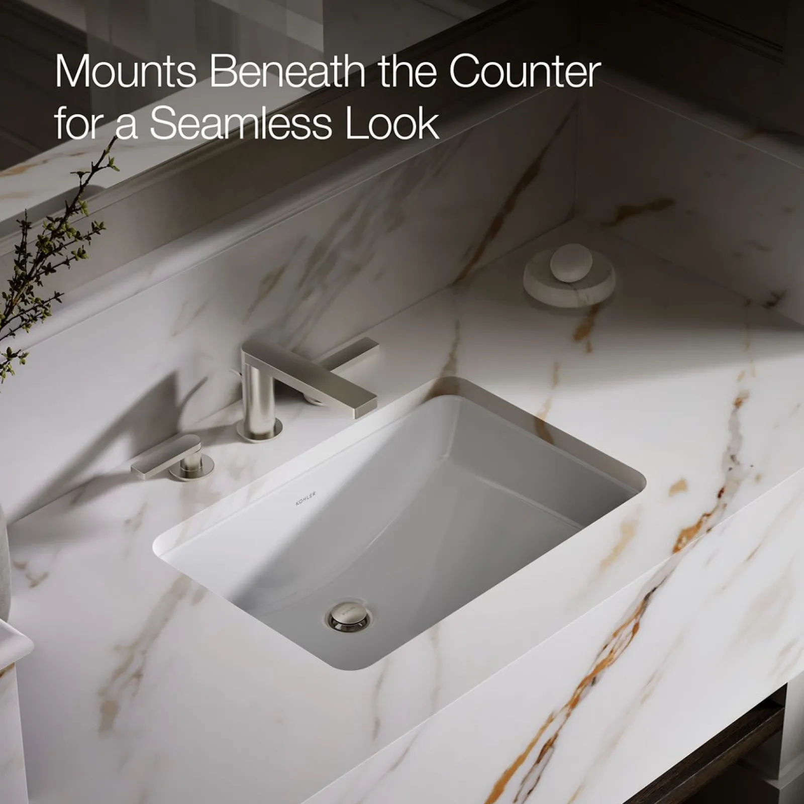 21" rectangular undermount bathroom sink with glazed underside, no overflow^Kohler Clearance