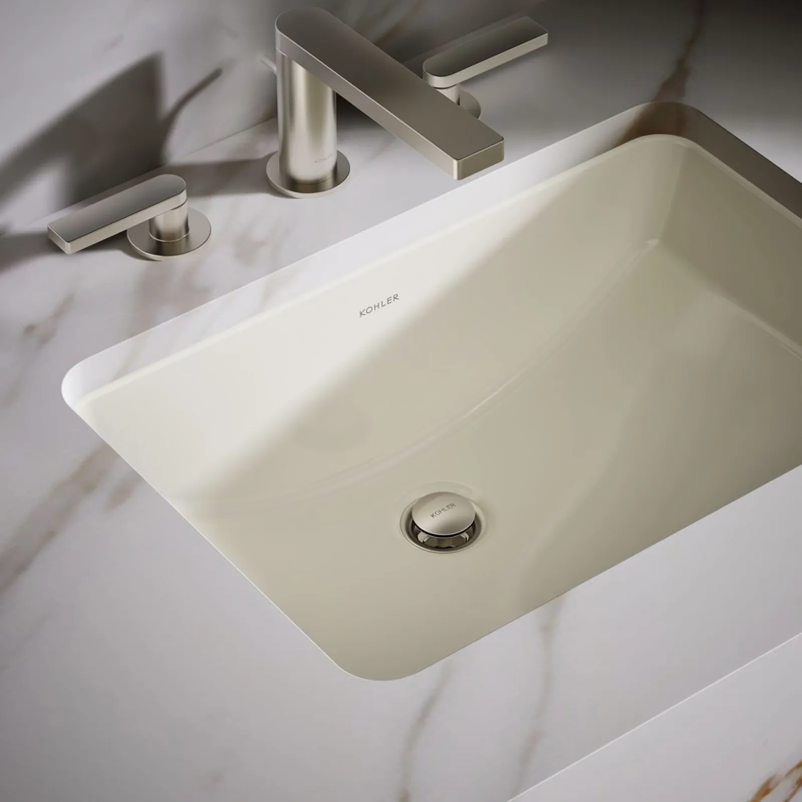 21" rectangular undermount bathroom sink with glazed underside, no overflow^Kohler Clearance