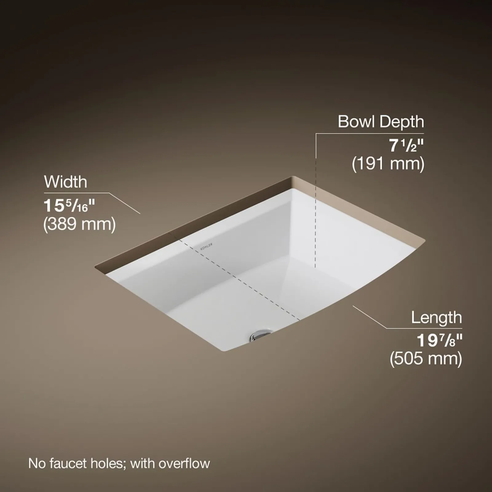 20" rectangular undermount bathroom sink^Kohler Clearance