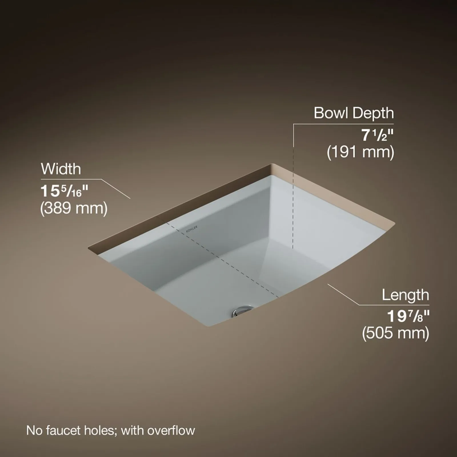 20" rectangular undermount bathroom sink^Kohler Clearance